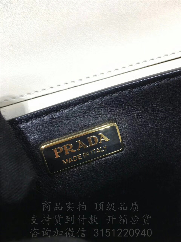 Prada斜跨单肩包 1BD045 普拉达 Cahier小牛皮和牛仔布手袋