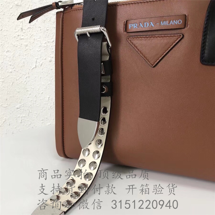 Prada手提包 1BA175咖啡色 普拉达 光面皮 Concept 手袋