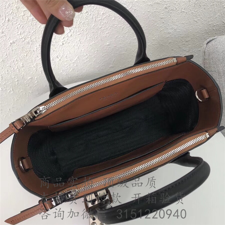 Prada手提包 1BA175咖啡色 普拉达 光面皮 Concept 手袋