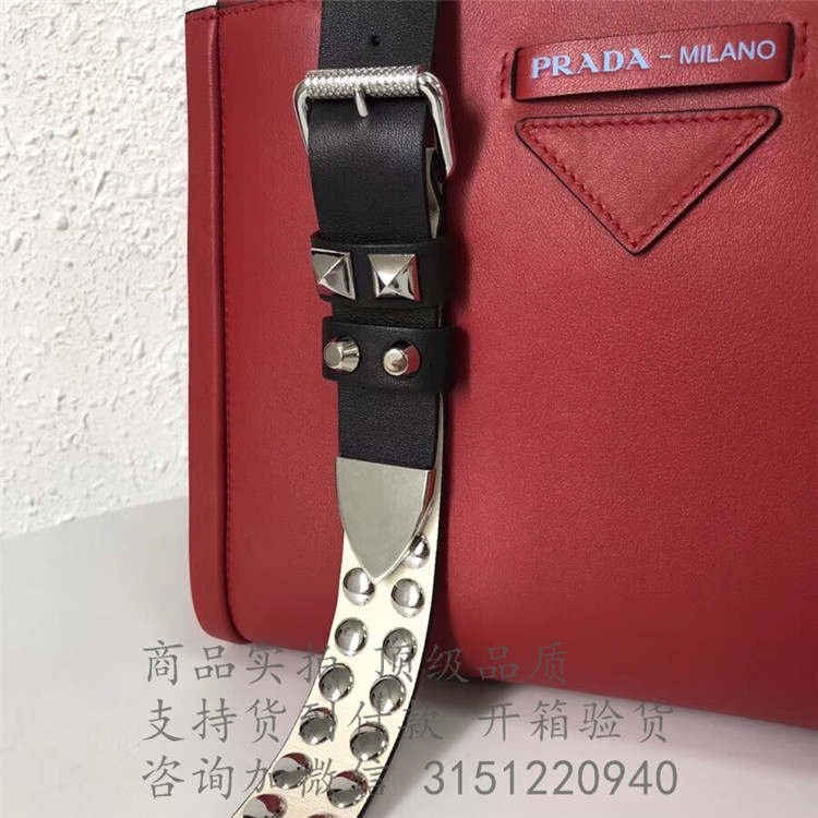 Prada手提包 1BA175红色 普拉达 光面皮 Concept 手袋