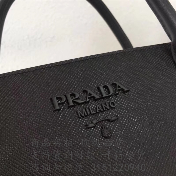 Prada托特包 1BA155黑色 普拉达 十字纹 Monochrome 手袋