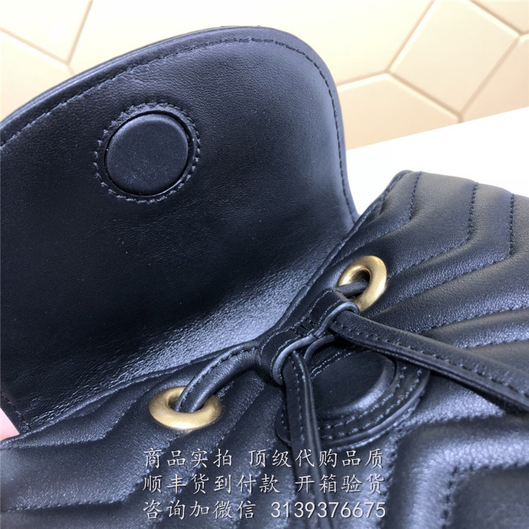 Gucci 黑色人字纹 528129 Marmont系列背包