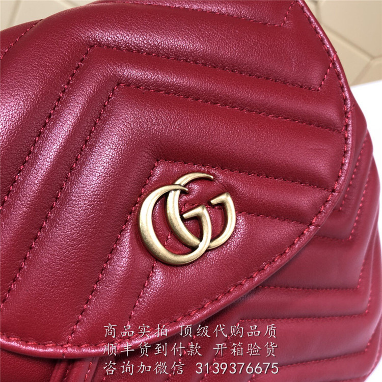 Gucci 红色人字纹 528129 Marmont系列背包