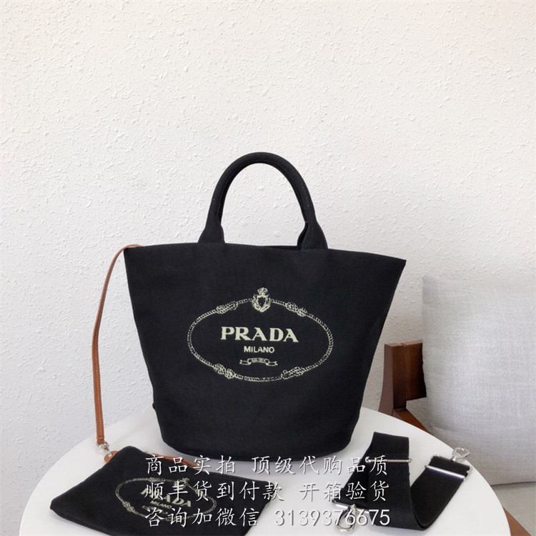 Prada 黑色 1BG163 帆布托特包 织物手提包