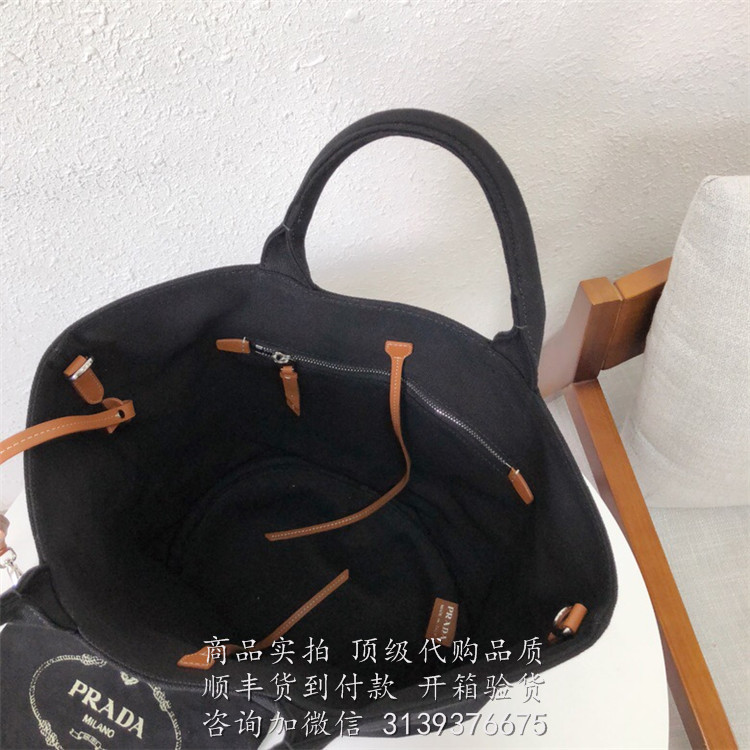 Prada 黑色 1BG163 帆布托特包 织物手提包