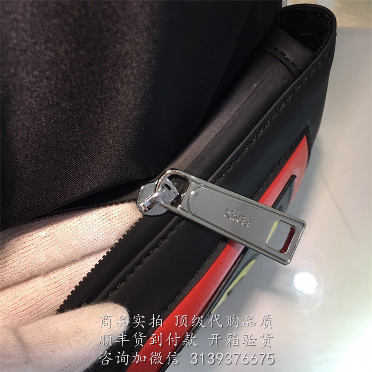 Fendi 5213 黑色尼龙和皮革背包 芬迪高仿包包