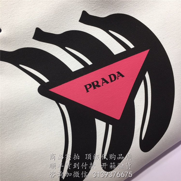 白色 1BG220 Canvas Logo 手提包 Prada高仿包包