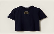 MIUMIU MJN483 女士海军蓝 平纹针织棉质 T恤