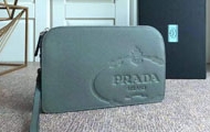 普拉达/Prada Saffiano 皮革手包 2VF056 淡绿色印花