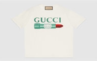 GUCCI 717422 女士白色 Gucci 唇膏印花棉质 T恤
