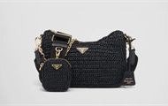 PRADA 1BH204 女士黑色 Prada Re-Edition 2005 酒椰纤维手袋