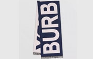 BURBERRY/巴宝莉 海军蓝色 徽标羊毛提花围巾 80337151