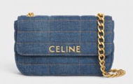 CELINE/赛琳 蓝色 MATELASSE MONOCHROME 绗缝牛仔布链条肩背包 111272ETN