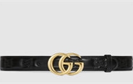 GUCCI 400593 女士黑色 GG Marmont Matelassé 宽版腰带