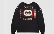 GUCCI/古驰 黑色 Gucci 复古标识棉质卫衣 717416