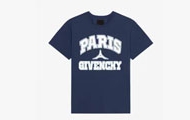 GIVENCHY/纪梵希 男士深海军蓝色 超大版型 GIVENCHY PARIS LOGO T恤 BM716N3YE3
