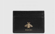 Gucci/古驰 黑色小牛皮 蜜蜂 Animalier 卡片夹 523685