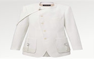 LV 1AC3G7 女士白色 灯芯绒皮革细节不对称西装夹克