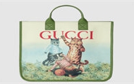 GUCCI 550763 女士绿色 儿童 Gucci 和嬉戏猫托特包