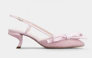 RogerVivier 女士粉色 Virgule Bow 织物后袢带高跟鞋 RVW63836510SKJ1K47