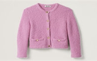 MIUMIU MMF836 女士粉红色 羊绒和丝质针织开衫