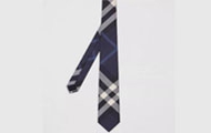 BURBERRY/巴宝莉 海军蓝色 经典剪裁格纹丝质领带 80138201