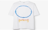 BERBURRY 80701461 男士白色 荆棘拼徽标印花棉质宽松 T恤