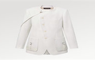 LV 1AC3G7 女士白色 灯芯绒皮革细节不对称西装夹克