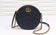 古驰/Gucci GG Marmont 系列圆形迷你肩背包 550154 黑色