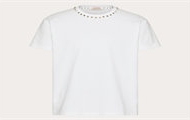 VALENTINO VMG08X9590BO 男士白色 BLACK UNTITLED 铆钉棉质圆领 T恤