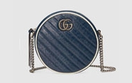 Gucci/古驰 550154 蓝色 GG Marmont系列圆形迷你肩背包