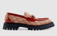 GUCCI 723283 女士芙蓉红色 中国新年系列 GG 沟纹鞋底乐福鞋
