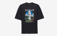BALENCIAGA/巴黎世家 黑色纯棉 城堡印花 Sacré Cœur 加大号 T恤 641614TJVH61000