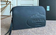 普拉达/Prada Saffiano 皮革手包 2VF056 蓝色印花