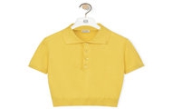 LOEWE S540Y14KCC 女士黄色 丝绸短款 Polo 毛衣