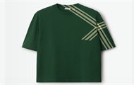 BURBERRY 80820521 男士常春藤绿 格纹衣袖棉质 T恤