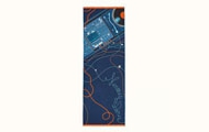 HERMES/爱马仕 海军蓝拼橙色 “狂欢夜”长方形丝巾 H693285T