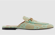 GUCCI 475094 女士薄荷绿 Princetown 系列超级 双G 拖鞋