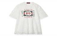 GUCCI 788990 女士米白色 Gucci 饰印花花卉棉质蕾丝上衣
