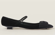 MIUMIU 5I095E 女士黑色 丝绒质感与罗缎高跟鞋