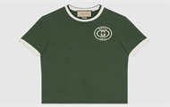 GUCCI 756596 女士绿色 饰 Gucci 刺绣针织棉 T恤