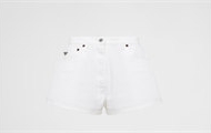 PRADA GFP498 女士白色 粗斜纹牛仔短裤