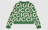 GUCCI 763672 男士绿色 饰 Gucci 嵌花羊毛衫