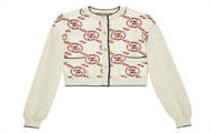 GUCCI 777244 女士象牙白色 中国新年系列互扣式双G印花羊毛开衫