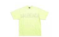 BALENCIAGA/巴黎世家 男士荧光黄色 TAPE TYPE 中号版型 T恤 739784TOVA97204