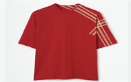 BURBERRY 80824091 男士邮筒红 格纹衣袖棉质 T恤