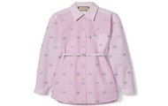 GUCCI 781668 女士粉色 条纹棉质衬衫式连衣裙