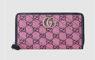 Gucci/古驰 粉色缝纫菱格 GG Multicolor GG Marmont 全拉链式钱包 443123