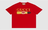 GUCCI 717422 女士红色 Gucci 唇膏印花棉质 T恤