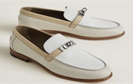 HERMES H212114Z 女士白色拼自然色 Destin 乐福鞋